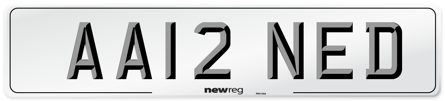 AA12 NED Number Plate from New Reg